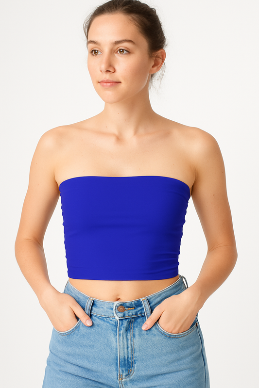 Tube Top: Bold Blue Elegance
